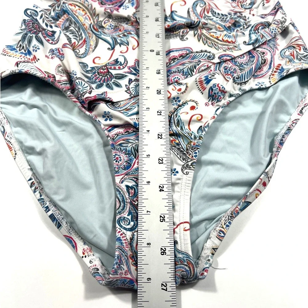 Nip Tuck Swim Louise One Piece Swimsuit Size 6 White Paisley Tummy Control‎ EUC